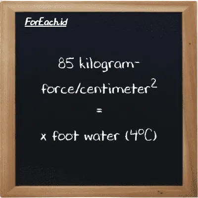 Contoh konversi kilogram-force/centimeter<sup>2</sup> ke kaki air (4<sup>o</sup>C) (kgf/cm<sup>2</sup> ke ftH2O)